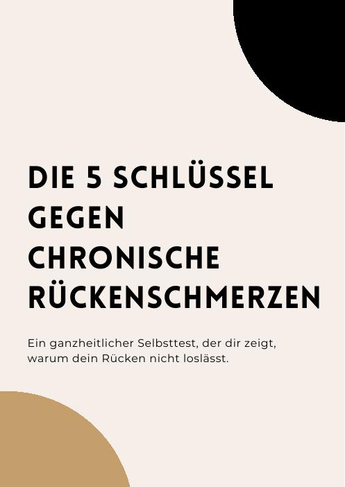 Titelseite des Selbsttests „Die 5 Schlüssel gegen chronische Rückenschmerzen“